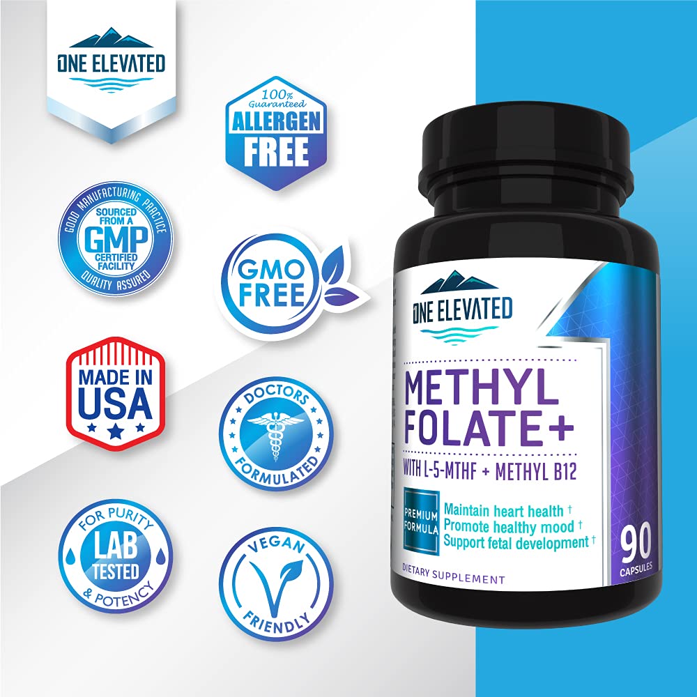 Double Strength & Most Bioactive Methyl Folate! Uniquely Formulated with Highest Pharmaceutical Grade Methylcobalamin (B12), Niacin, B1, B2 B6. Works Synergistically for Max Results-3 Month Supply - FENGGESTORE20