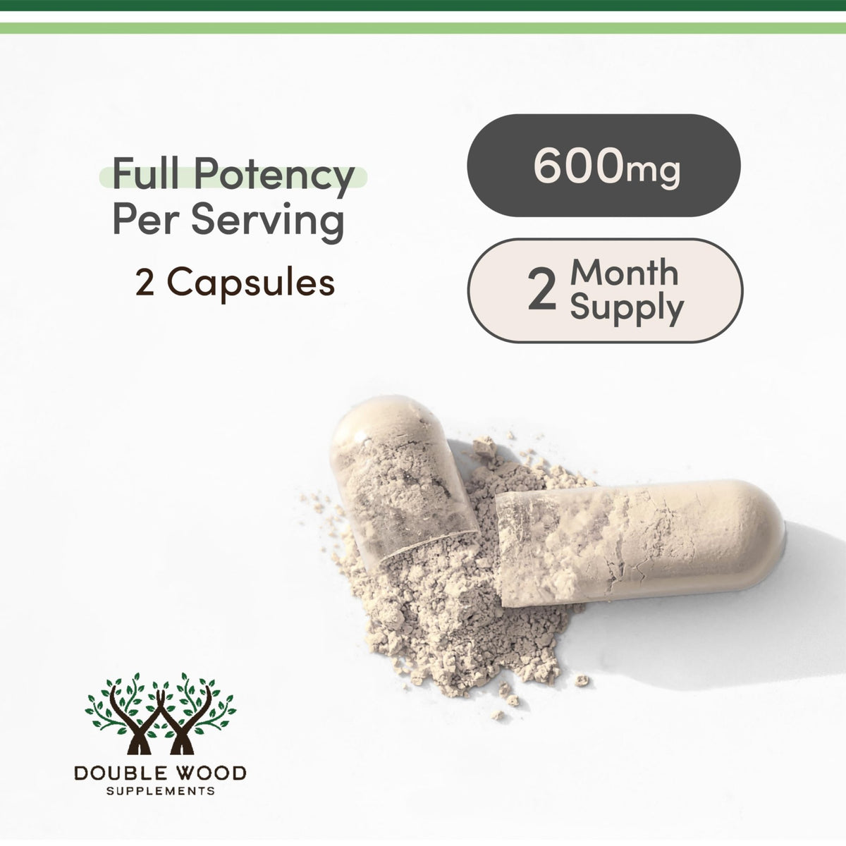 Double Wood Supplements Ashwagandha KSM 66 Organic and Clinically Studied Extract (600mg Per Serving, 120 Capsules, 60 Servings) - FENGGESTORE20