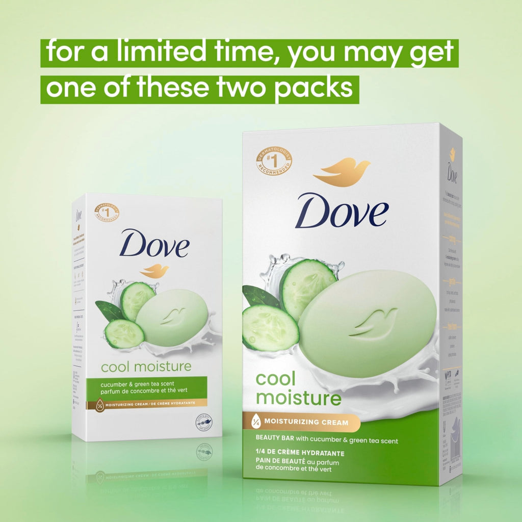 Dove Beauty Bar Soap Cool Moisture Cucumber & Green Tea Scent, 6 Bars for Refreshed Skin, Leaves Skin Refreshed 3.75 oz - FENGGESTORE20