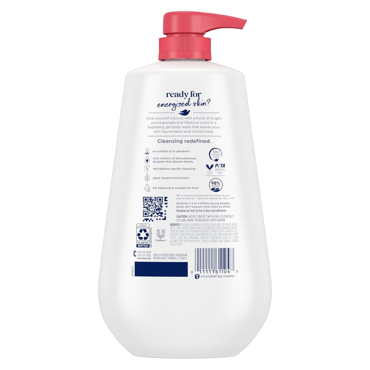 Dove Body Wash with Pump Rejuvenate Pomegranate & Hibiscus for 24hr Lotion-Soft Skin Moisturizing Skin Cleanser - FENGGESTORE20