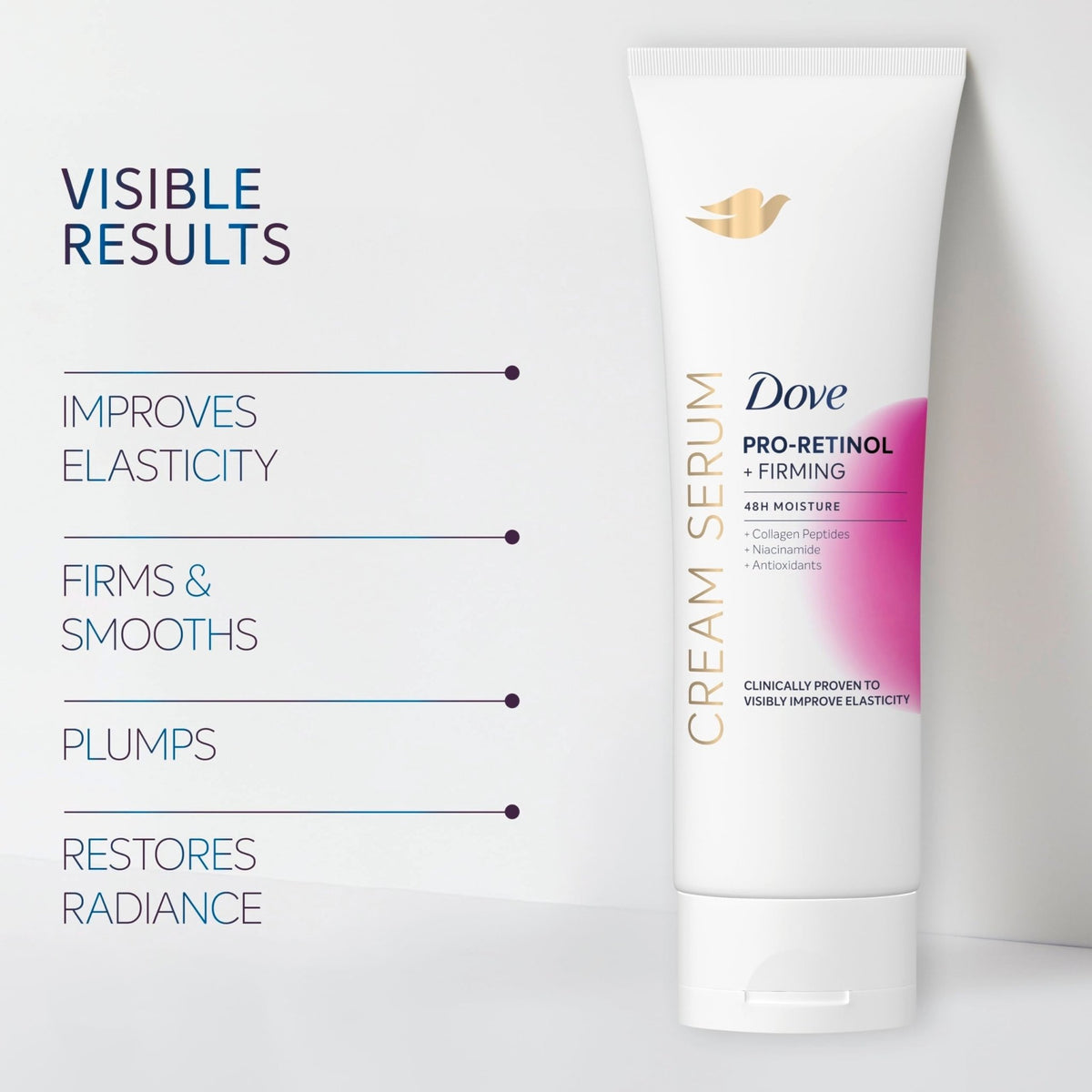 Dove Cream Serum Pro-Retinol + Firming for Elasticity and Firmness, with Collagen Peptides, Niacinamide and Antioxidants Lotion, 8 oz - FENGGESTORE20