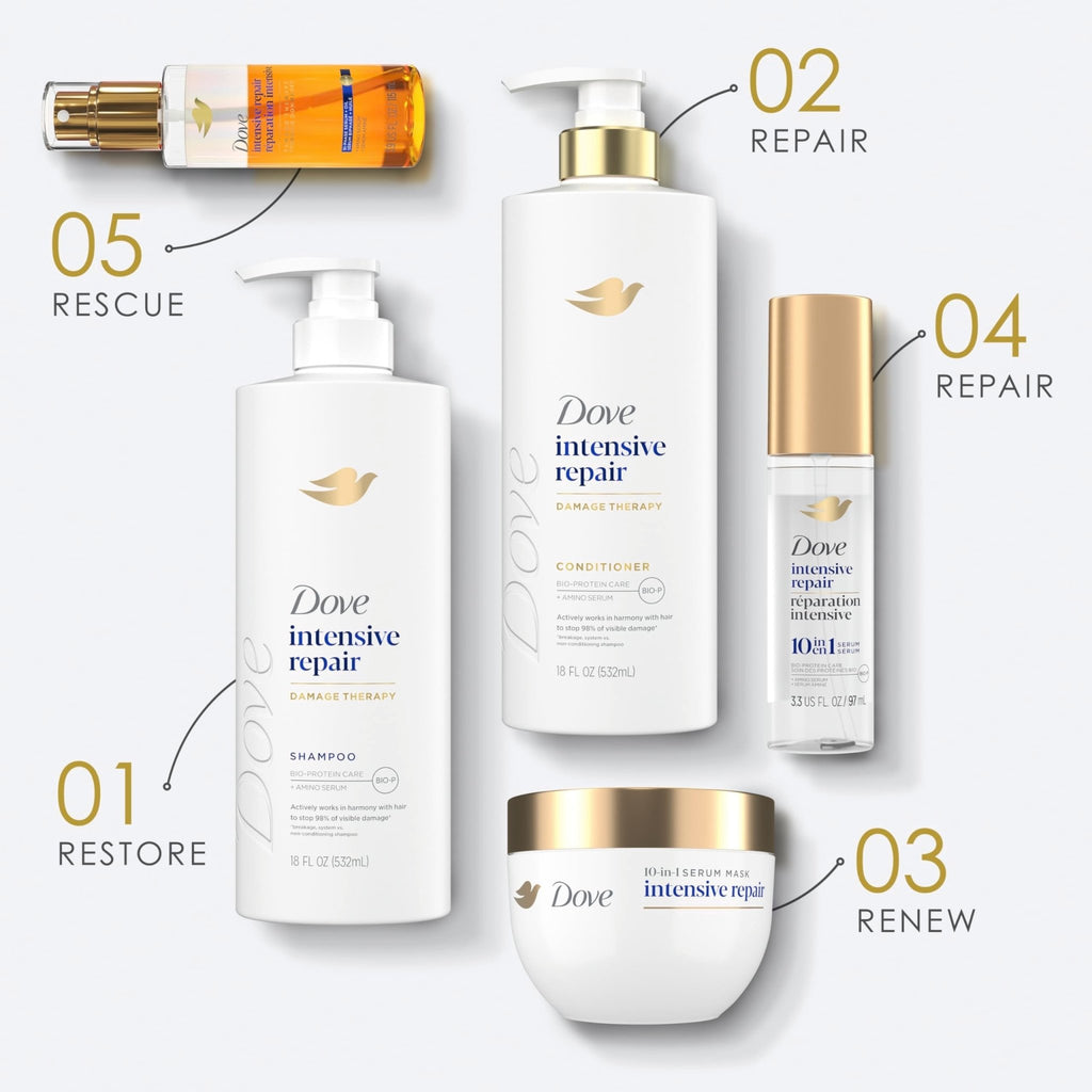 Dove Hair Intensive Repair 10in1 Serum Mask for Damaged Hair with Bio-Protein Care Technology and Amino Serum 9.2 fl oz - FENGGESTORE20