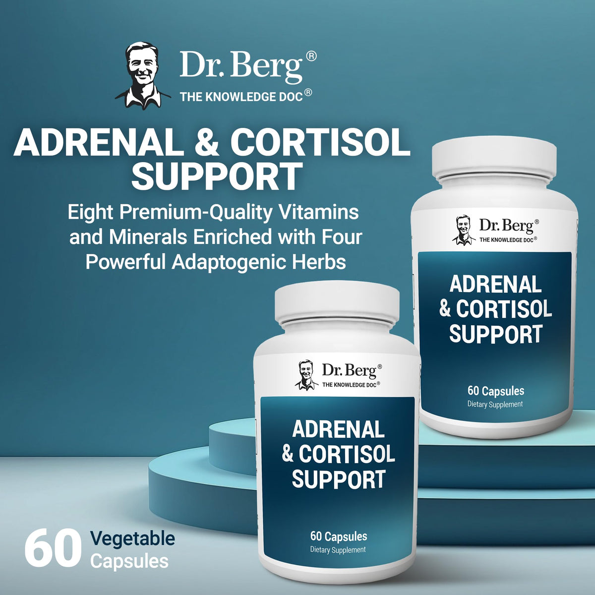 Dr. Berg Adrenal & Cortisol Capsules - Adrenal Supplement & Cortisol Manager - Mood, Focus, Relaxation and Stress Support - Adrenal Supplements with Ashwagandha Extracts - 60 Capsules - FENGGESTORE20