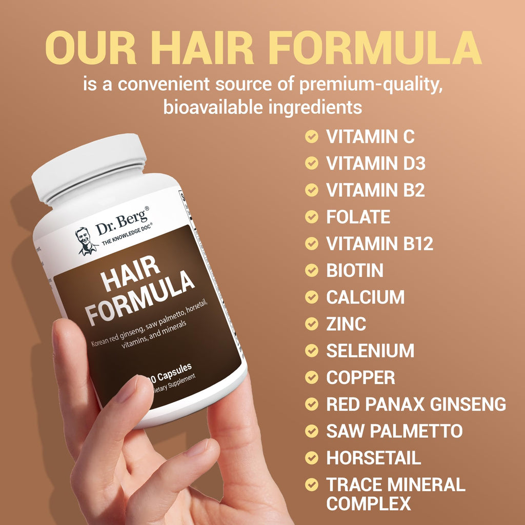 Dr. Berg All-in-One Vitamins for Hair, Skin, & Nails - Advanced Formula with Biotin, Saw Palmetto, DHT Blocker, & Trace Minerals - 90 Veg Capsules - FENGGESTORE20