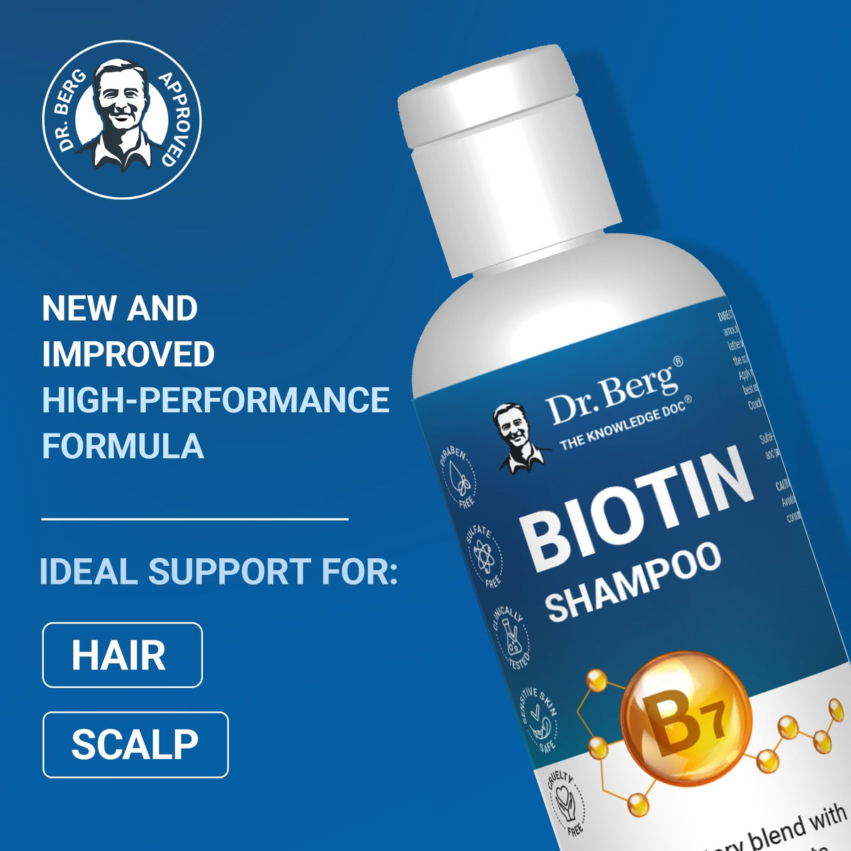 Dr. Berg Biotin Shampoo for Men & Women (Improved High-Performance Formula) - Independently Tested & Certified Paraben- Sulfate- & Silicone-Free - Infused w/Biotin, Argan Oil & Botanicals - 8 Fl oz - FENGGESTORE20