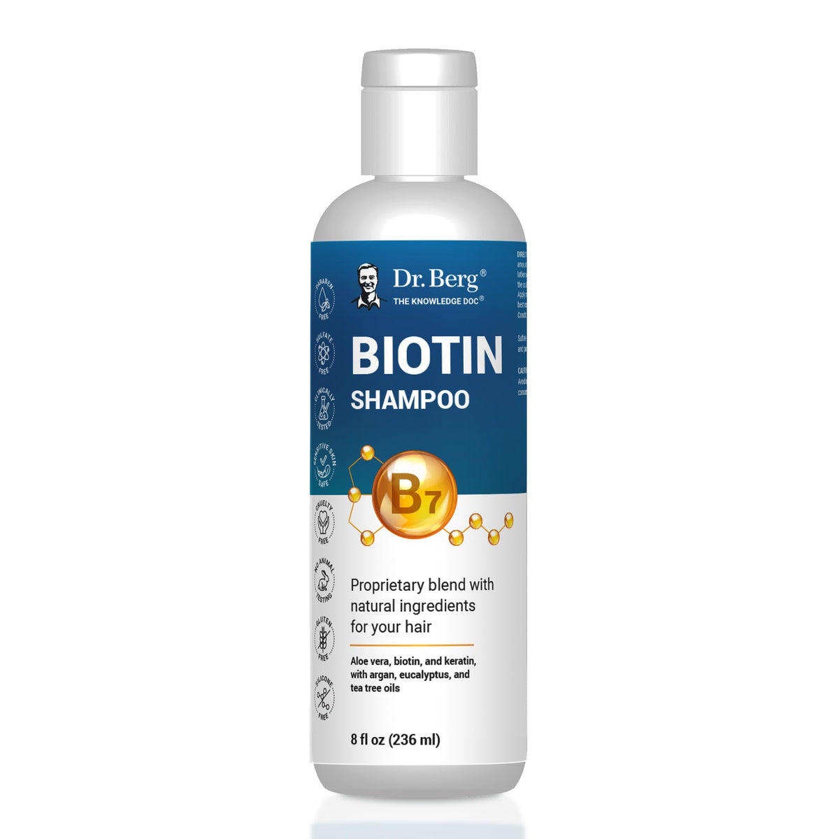 Dr. Berg Biotin Shampoo for Men & Women (Improved High-Performance Formula) - Independently Tested & Certified Paraben- Sulfate- & Silicone-Free - Infused w/Biotin, Argan Oil & Botanicals - 8 Fl oz - FENGGESTORE20
