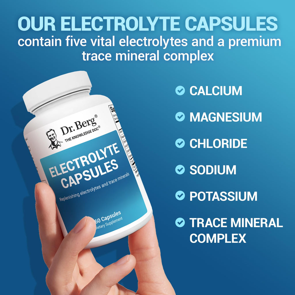 Dr. Berg Electrolyte Capsules - Electrolyte Supplements for Supporting Energy, Endurance, and Hydration - Sugar Free, No Maltodextrin, Keto Friendly - 160 Caps - FENGGESTORE20