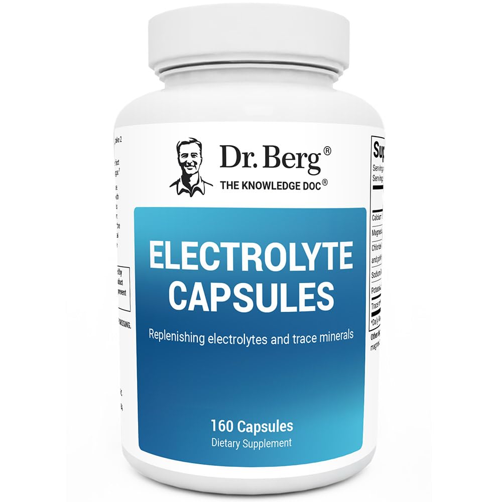 Dr. Berg Electrolyte Capsules - Electrolyte Supplements for Supporting Energy, Endurance, and Hydration - Sugar Free, No Maltodextrin, Keto Friendly - 160 Caps - FENGGESTORE20