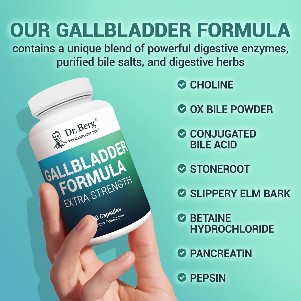 Dr. Berg Gallbladder Formula Extra Strength - with Ox Bile Powder and Conjugated Bile Acid - Digestive Enzymes Proprietary Blend - Full 45-Day Supply - 90 Vegetable Capsules - FENGGESTORE20
