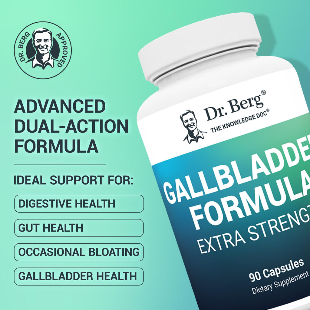 Dr. Berg Gallbladder Formula Extra Strength - with Ox Bile Powder and Conjugated Bile Acid - Digestive Enzymes Proprietary Blend - Full 45-Day Supply - 90 Vegetable Capsules - FENGGESTORE20