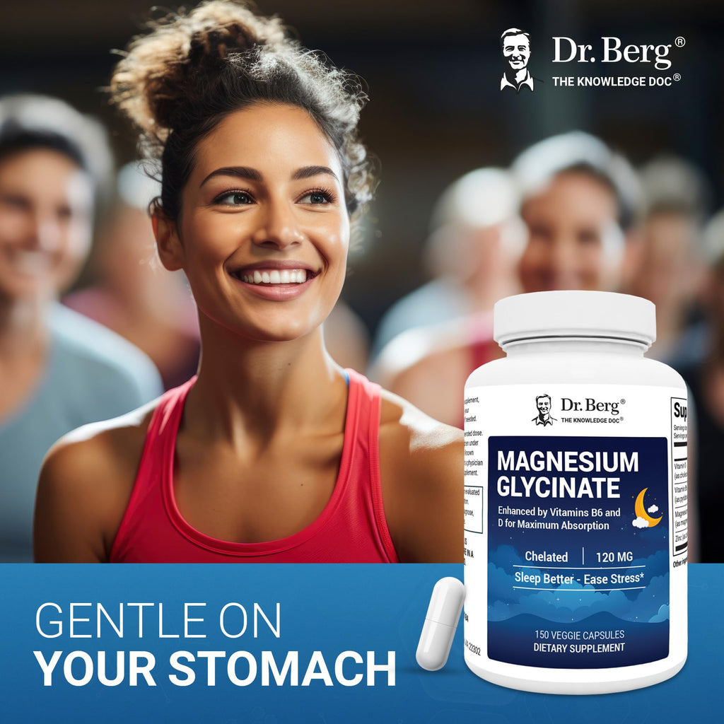 Dr. Berg Magnesium Glycinate 150ct – 4-in-1 Chelated for Muscle, Nerve, Sleep & Stress Support*– w/ D3, B6 & Zinc – 4X Lab-Tested - FENGGESTORE20