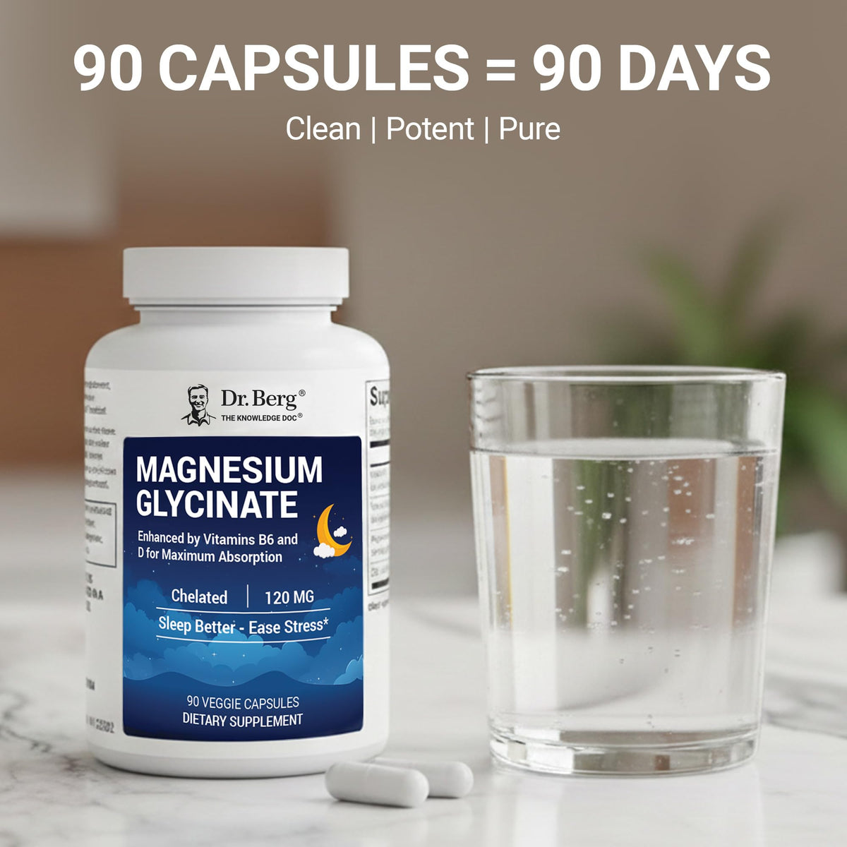 Dr. Berg Magnesium Glycinate 90ct – 4-in-1 Chelated for Muscle, Nerve, Sleep & Stress Support*– w/ D3, B6 & Zinc – 4X Lab-Tested – No Fillers – Formulated in USA, GMP-Certified - FENGGESTORE20