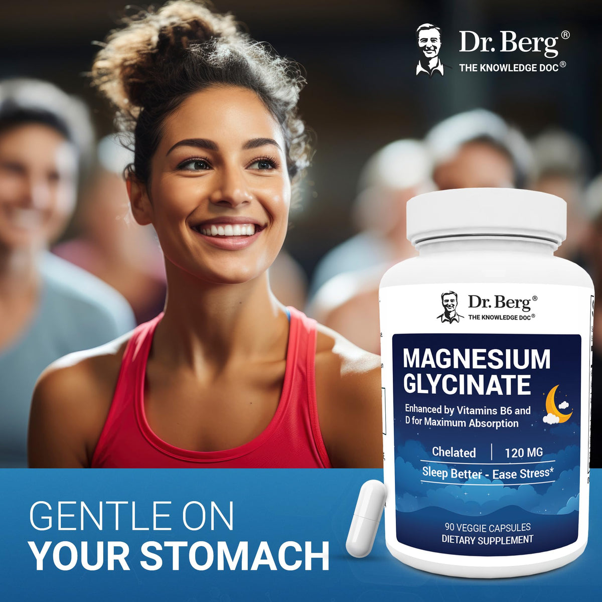 Dr. Berg Magnesium Glycinate 90ct – 4-in-1 Chelated for Muscle, Nerve, Sleep & Stress Support*– w/ D3, B6 & Zinc – 4X Lab-Tested – No Fillers – Formulated in USA, GMP-Certified - FENGGESTORE20