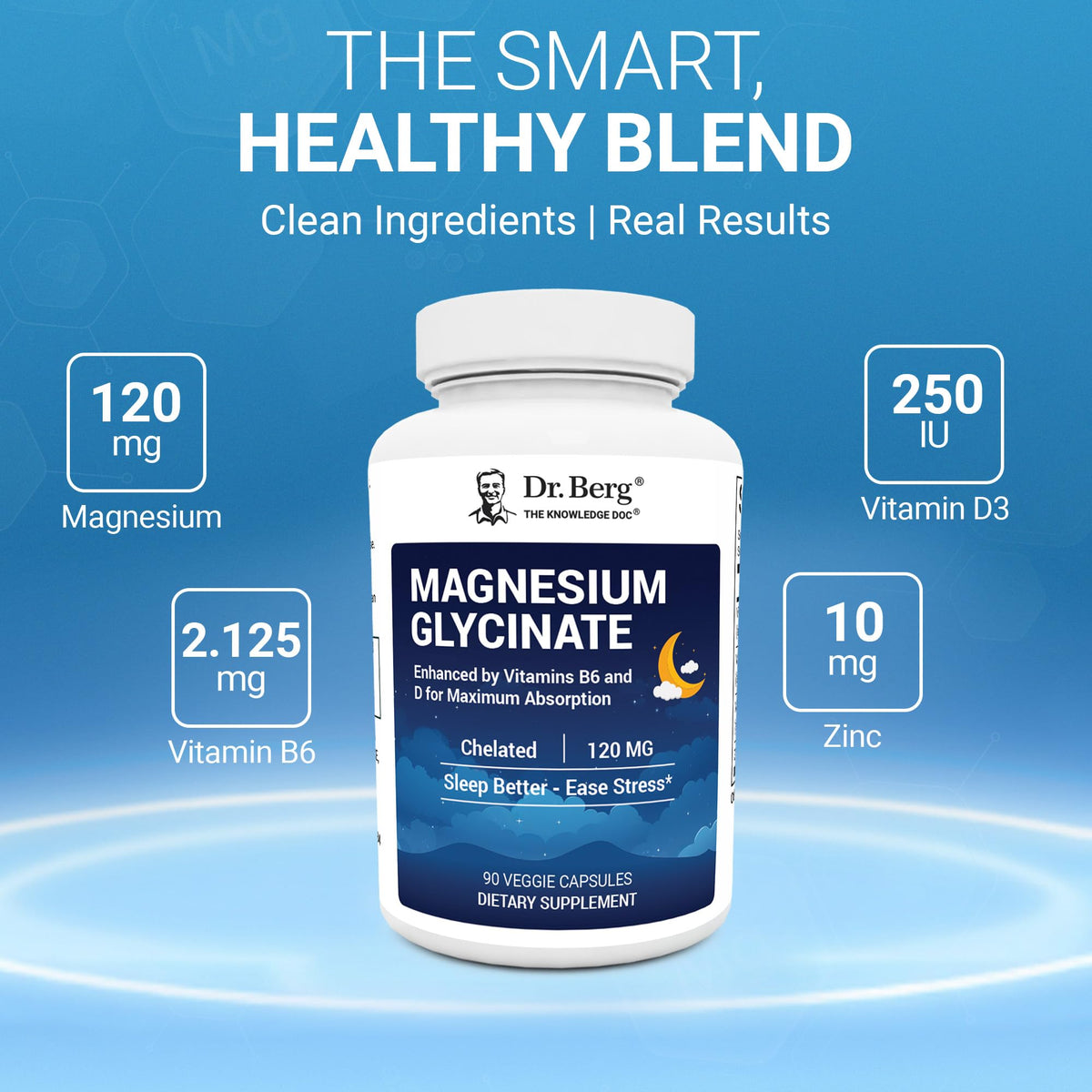 Dr. Berg Magnesium Glycinate 90ct – 4-in-1 Chelated for Muscle, Nerve, Sleep & Stress Support*– w/ D3, B6 & Zinc – 4X Lab-Tested – No Fillers – Formulated in USA, GMP-Certified - FENGGESTORE20