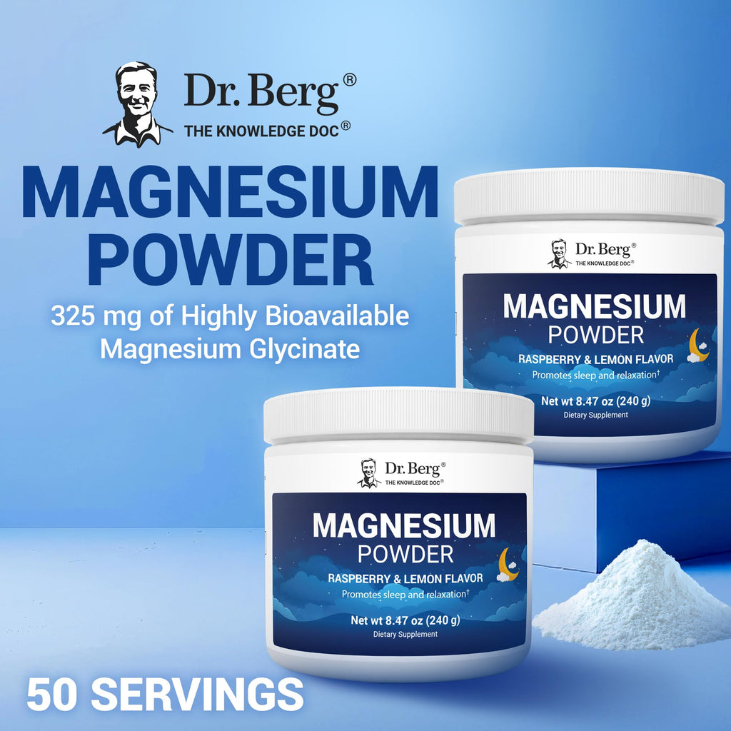 Dr. Berg Magnesium Glycinate Powder for Sleep, Relaxation, & Stress Relief - Now Includes Vitamin D3 & Zinc - Delicious Raspberry & Lemon Flavor (50 Servings) Magnesium Powder - Magnesium Drink Powder - FENGGESTORE20