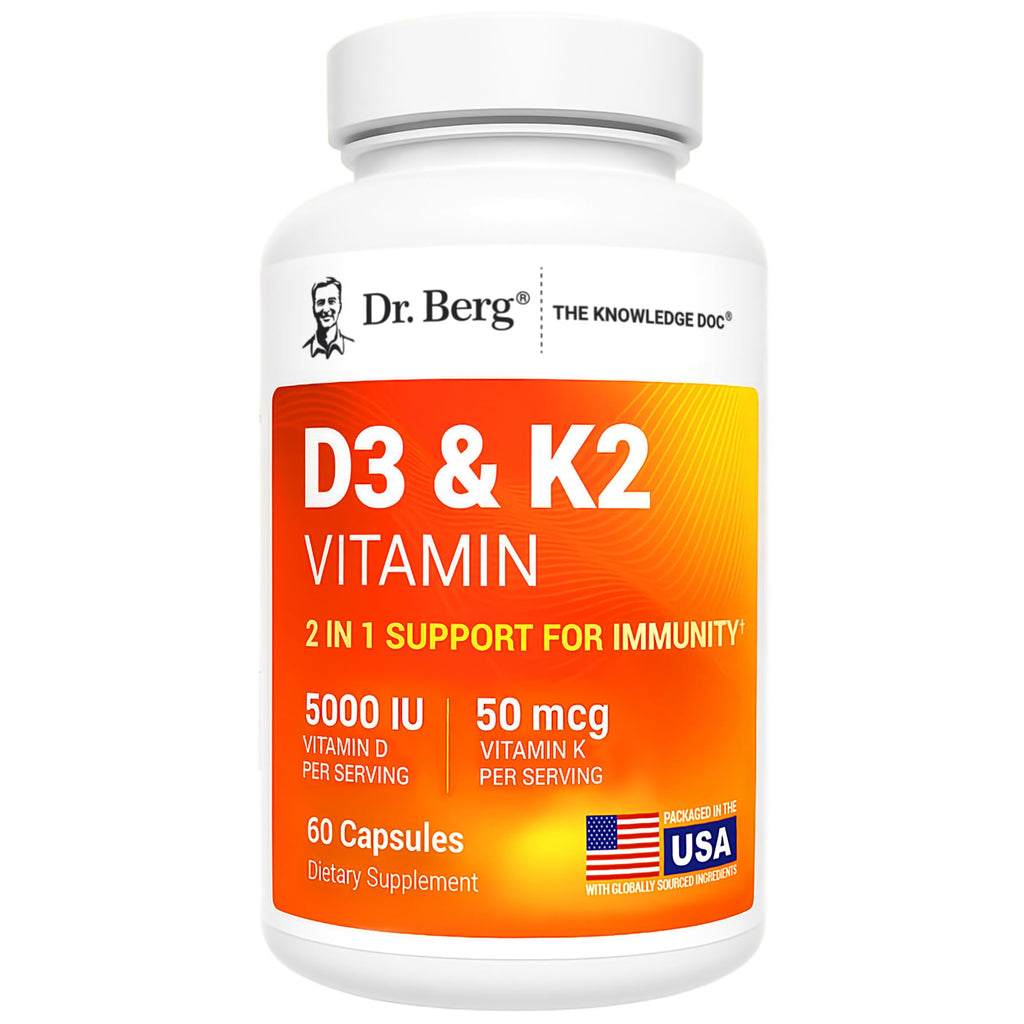 Dr. Berg Maximum Strength 2-in-1 Vitamin D3 K2 5,000 IU | Naturally Derived D3 | 4X Lab-Tested & Verified | High Absorption Formula - FENGGESTORE20