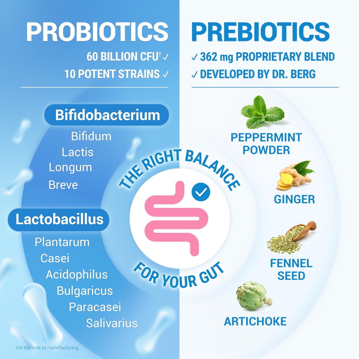 Dr. Berg Probiotic Supplement (60 Billion CFUs) - Helps Ease Occasional Constipation, Diarrhea, Gas & Bloating* - Pre and Probiotics for Digestive Health - 60 Probiotic Capsules - FENGGESTORE20
