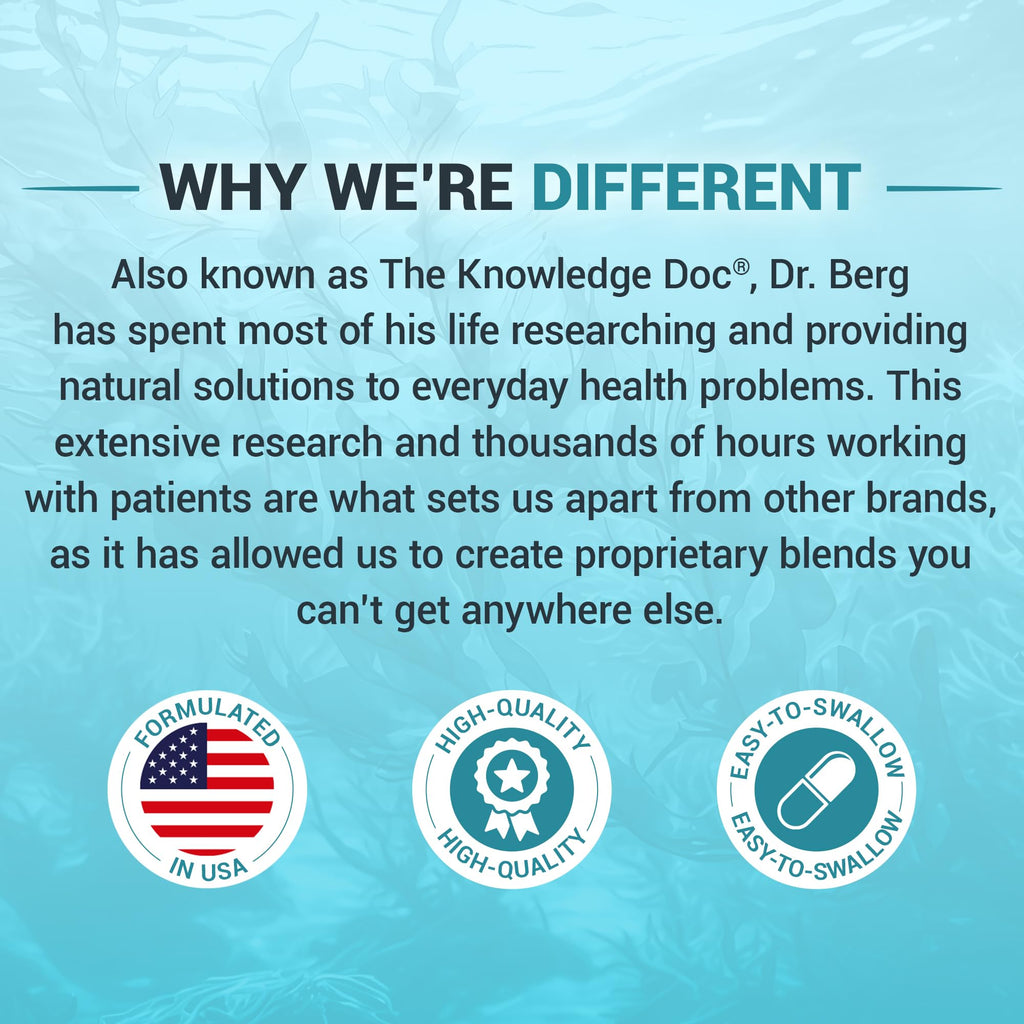 Dr. Berg Sea Kelp Enhanced Iodine - 200 mcg of Premium Iodine - Seaweed Blend Includes Klamath Blue-Green Algae & Sea Kelp - 90 Capsules - FENGGESTORE20