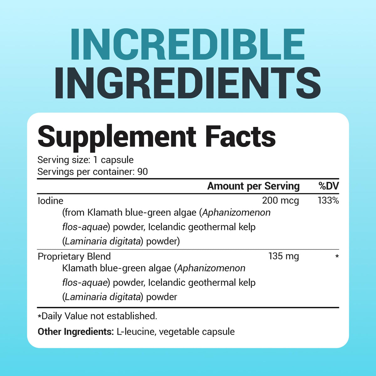 Dr. Berg Sea Kelp Enhanced Iodine - 200 mcg of Premium Iodine - Seaweed Blend Includes Klamath Blue-Green Algae & Sea Kelp - 90 Capsules - FENGGESTORE20