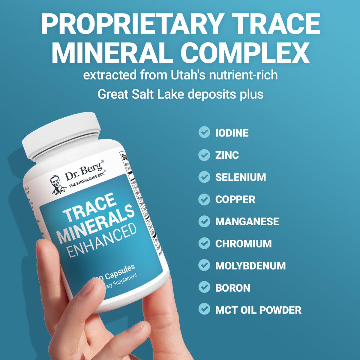 Dr. Berg Trace Minerals Enhanced Complex - Complete with 70+ Minerals Including 10 mg of Zinc - Dietary Supplement - 60 Capsules - FENGGESTORE20