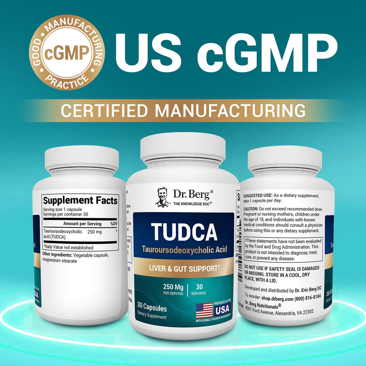 Dr. Berg TUDCA Supplement (Tauroursodeoxycholic Acid) - Powerful Formula for Liver Health, Bile Flow, Gallbladder Support, and Digestive Health* - 30 Capsules - FENGGESTORE20
