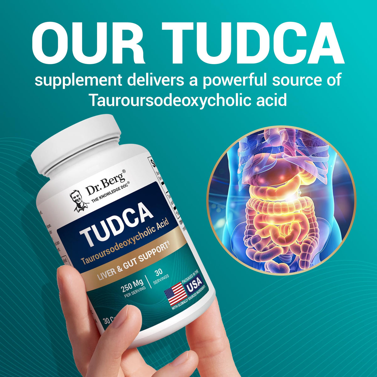 Dr. Berg TUDCA Supplement (Tauroursodeoxycholic Acid) - Powerful Formula for Liver Health, Bile Flow, Gallbladder Support, and Digestive Health* - 30 Capsules - FENGGESTORE20