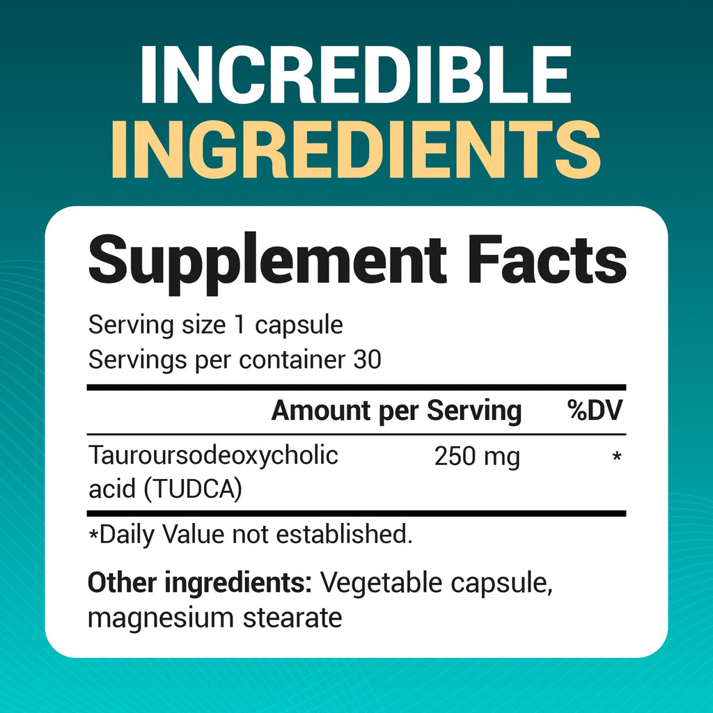 Dr. Berg TUDCA Supplement (Tauroursodeoxycholic Acid) - Powerful Formula for Liver Health, Bile Flow, Gallbladder Support, and Digestive Health* - 30 Capsules - FENGGESTORE20