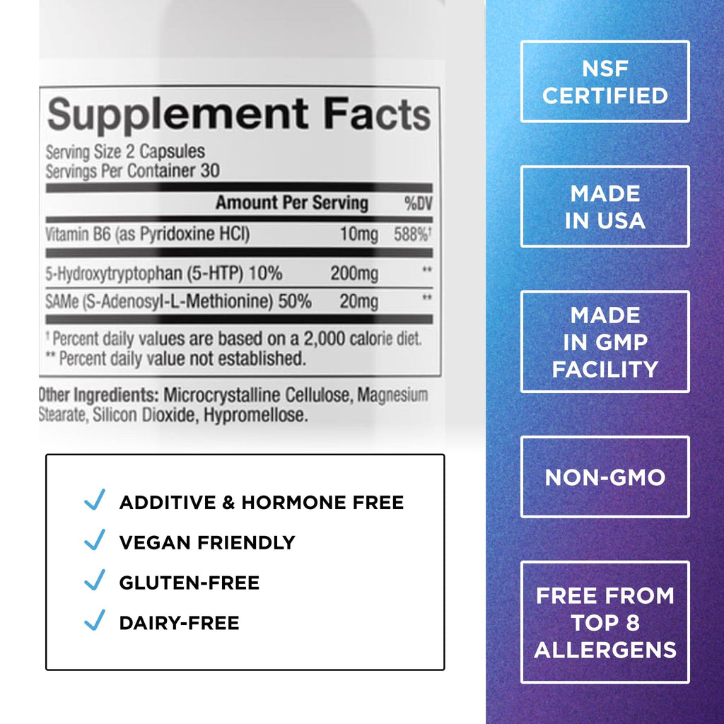 DR. EMIL NUTRITION 200 MG 5-HTP Plus with SAM-e to Maintain Normal Healthy Sleep and Create a Sense of Wellbeing - 5HTP Supplement with Vitamin - FENGGESTORE20