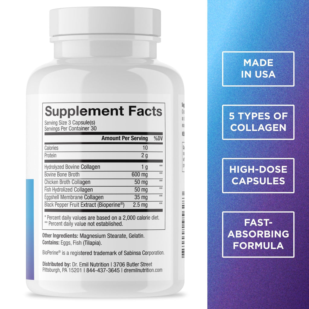 DR. EMIL NUTRITION Women's Multi Collagen Pills | Collagen Supplements | Support Hair, Skin, Nails & Joints | Hydrolyzed Collagen Supplements - FENGGESTORE20