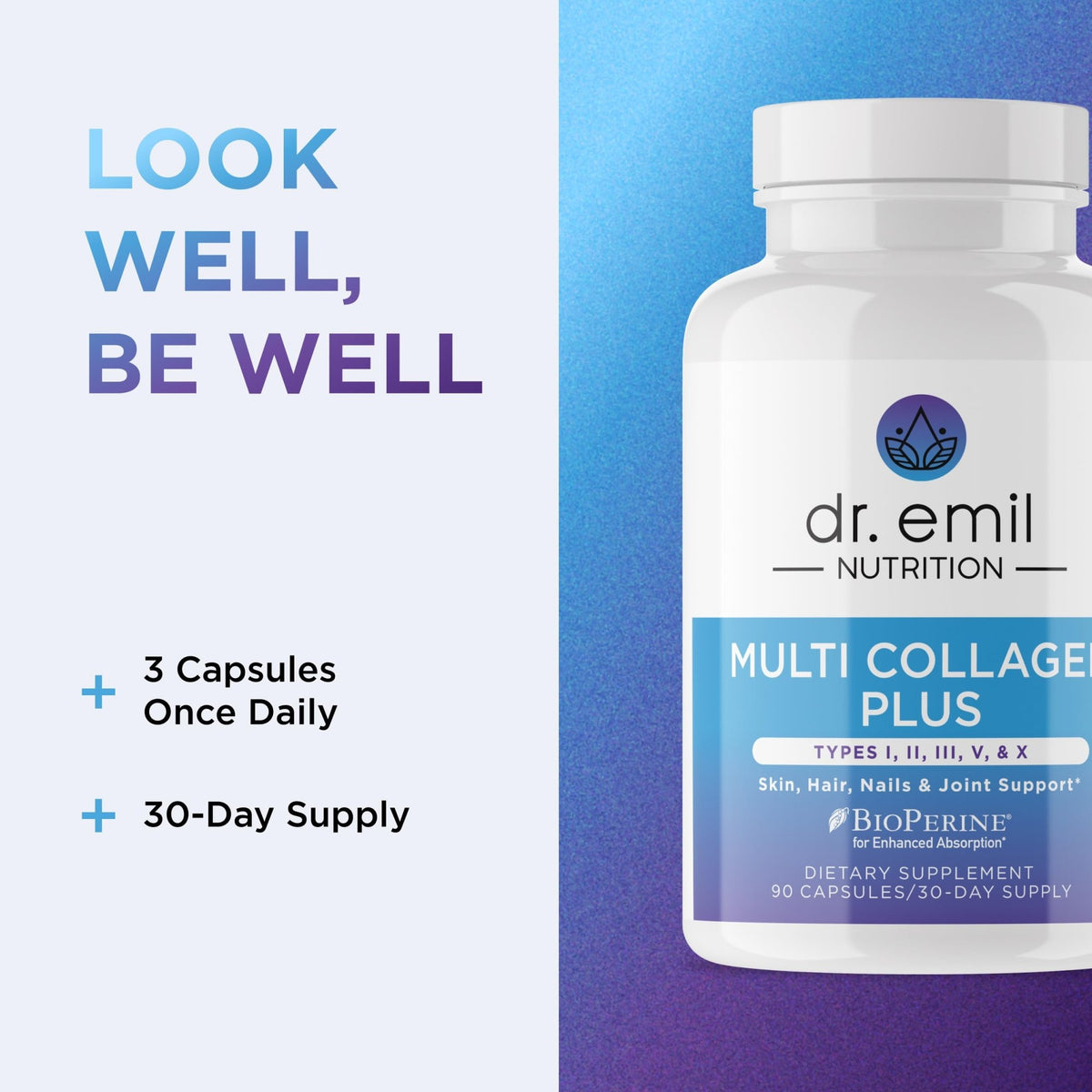 DR. EMIL NUTRITION Women's Multi Collagen Pills | Collagen Supplements | Support Hair, Skin, Nails & Joints | Hydrolyzed Collagen Supplements - FENGGESTORE20