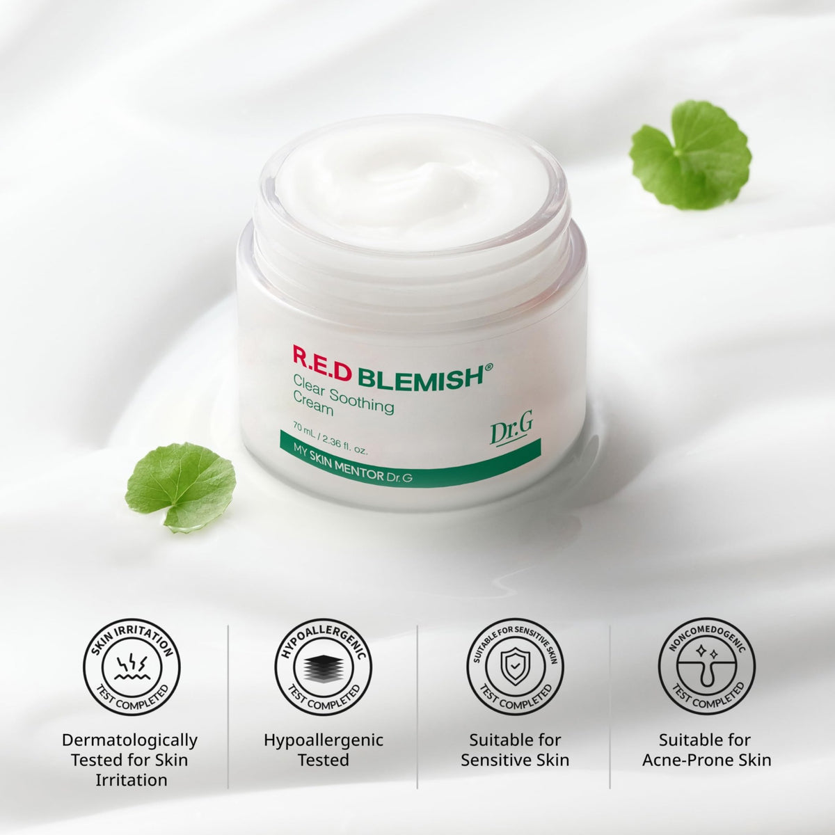 Dr. G R.E.D. Blemish Clear Soothing Cream - Calming Korean Moisturizer for Redness - Soothes Acne & Irritation - FENGGESTORE20