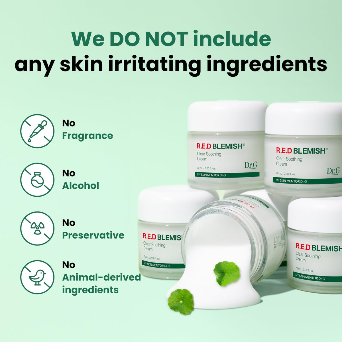 Dr. G R.E.D. Blemish Clear Soothing Cream - Calming Korean Moisturizer for Redness - Soothes Acne & Irritation - FENGGESTORE20