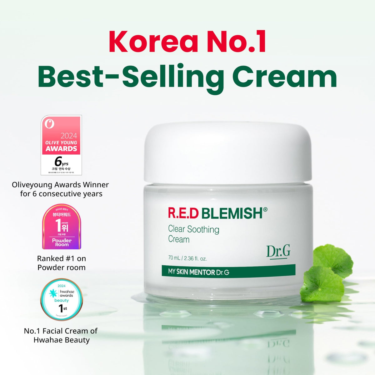 Dr. G R.E.D. Blemish Clear Soothing Cream - Calming Korean Moisturizer for Redness - Soothes Acne & Irritation - FENGGESTORE20