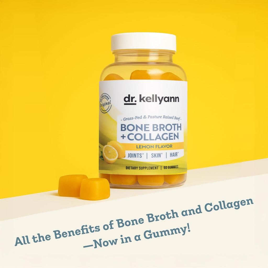 Dr. Kellyann Collagen + Bone Broth Gummies, Lemon | Gut, Skin, Joint & Hair Support | Grass-Fed Beef | Non-GMO, Dairy-Free, Soy-Free | 60 Gummies - FENGGESTORE20
