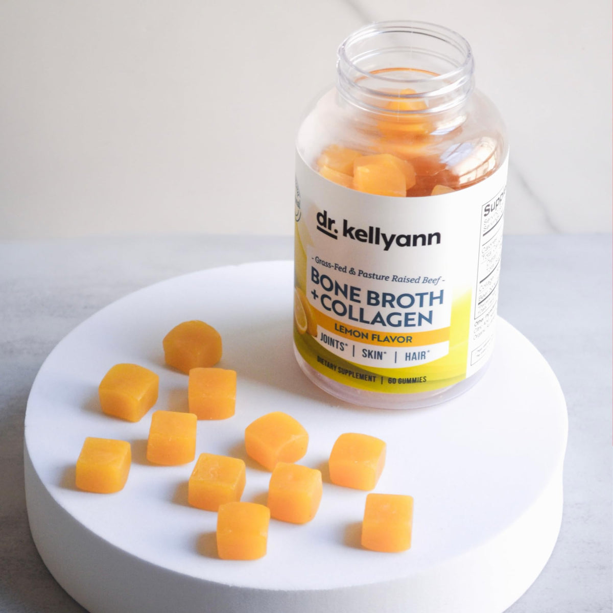Dr. Kellyann Collagen + Bone Broth Gummies, Lemon | Gut, Skin, Joint & Hair Support | Grass-Fed Beef | Non-GMO, Dairy-Free, Soy-Free | 60 Gummies - FENGGESTORE20