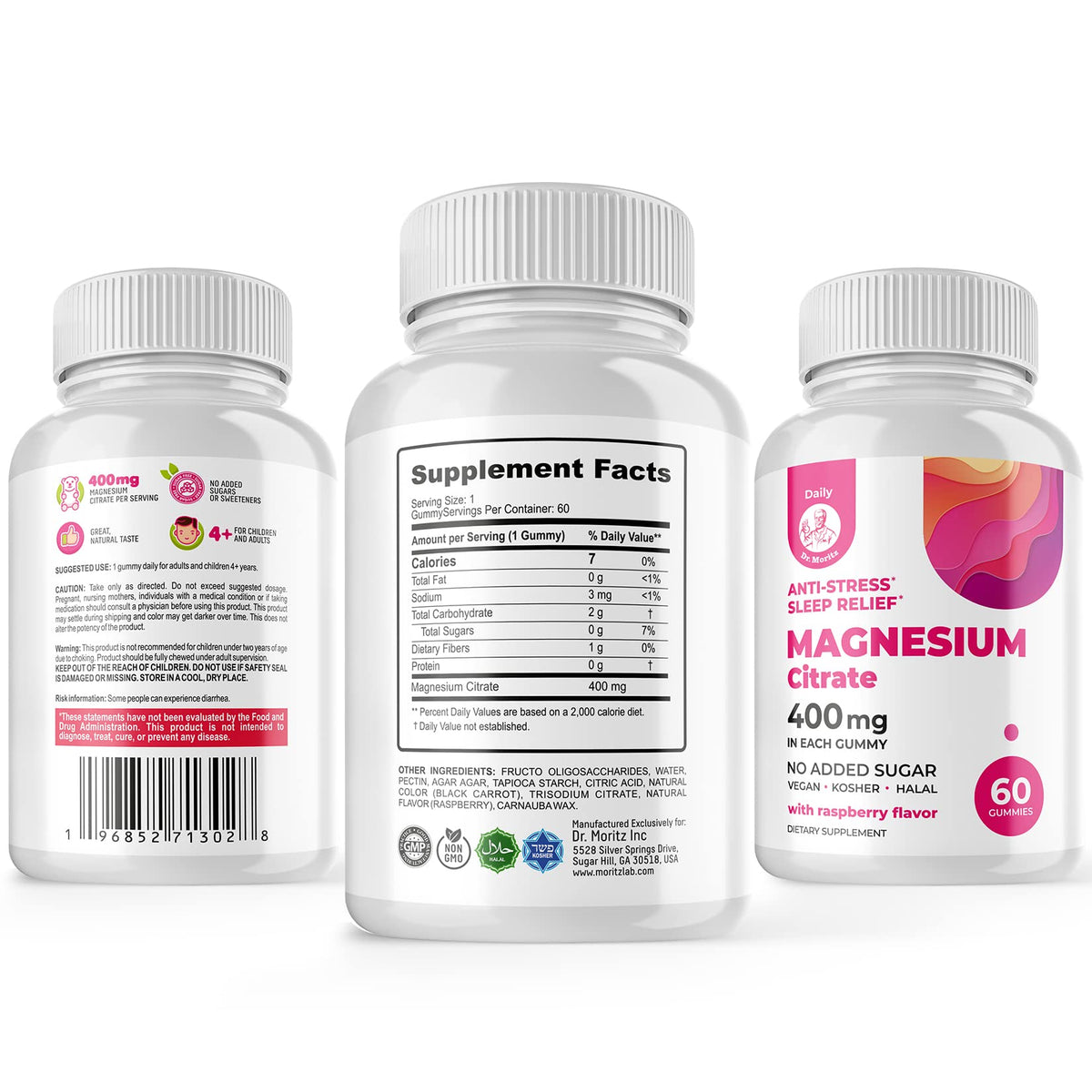 DR. MORITZ Magnesium Citrate Gummies Sugar-Free - Calm Magnesium Gummies Supplement for Children, Sugar -Supports Cardiovascular Health - FENGGESTORE20
