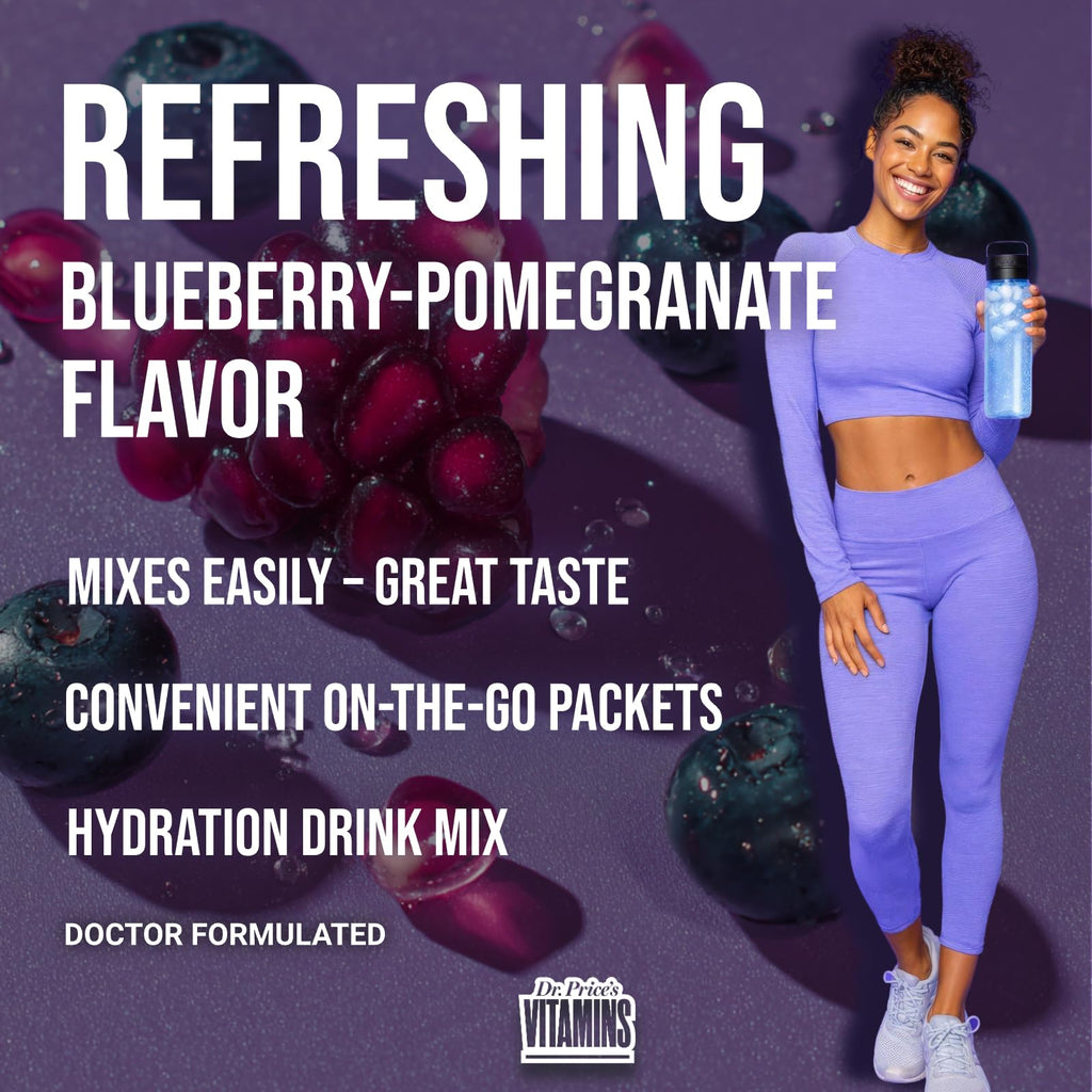 Dr. Price’s Electrolytes Hydration Powder Packets – Blueberry Pomegranate, 30 Packs | Sugar Free Electrolyte Drink Mix, 72+ Trace Minerals, Manganese - FENGGESTORE20