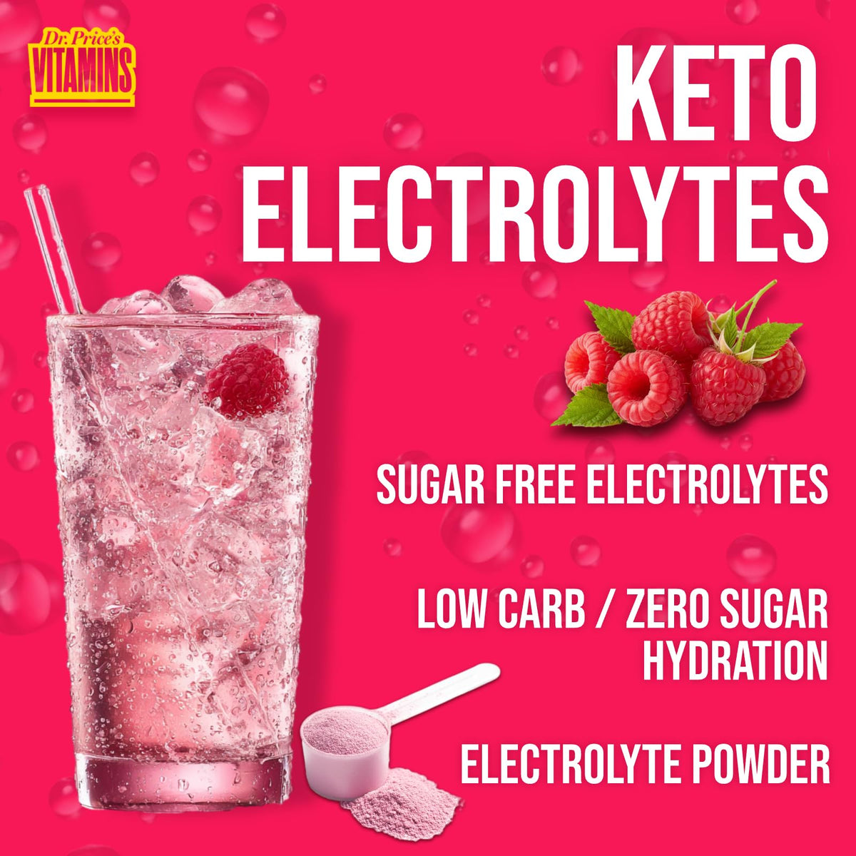 Dr. Price’s Electrolytes Powder Bulk – Raspberry, 90 Servings | Sugar Free Hydration Drink Mix with 72+ Trace Minerals, Manganese | Keto Electrolytes - FENGGESTORE20