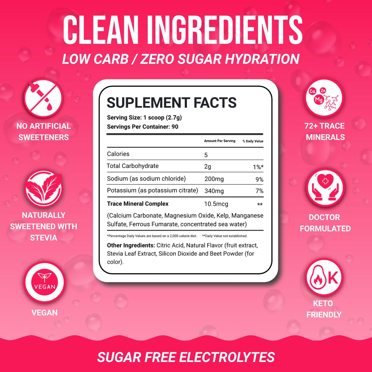 Dr. Price’s Electrolytes Powder Bulk – Raspberry, 90 Servings | Sugar Free Hydration Drink Mix with 72+ Trace Minerals, Manganese | Keto Electrolytes - FENGGESTORE20