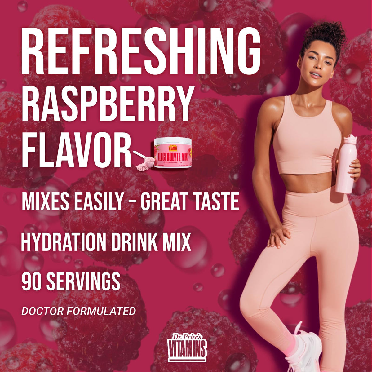 Dr. Price’s Electrolytes Powder Bulk – Raspberry, 90 Servings | Sugar Free Hydration Drink Mix with 72+ Trace Minerals, Manganese | Keto Electrolytes - FENGGESTORE20