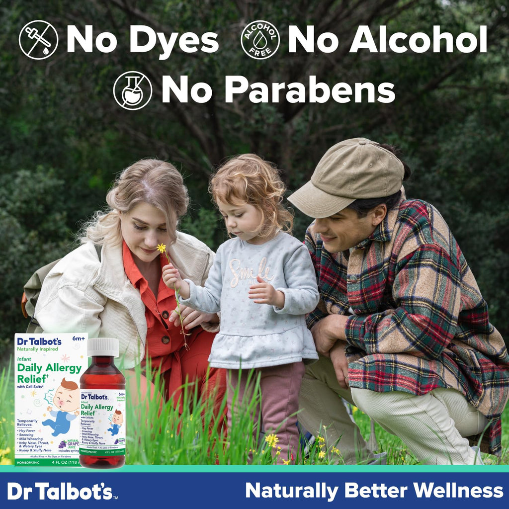 Dr. Talbot's Infant Daily Allergy Relief Liquid Medicine, Naturally Inspired for Babies, Includes Syringe, Grape Juice Flavor, Purple, 4 Fl Oz - FENGGESTORE20