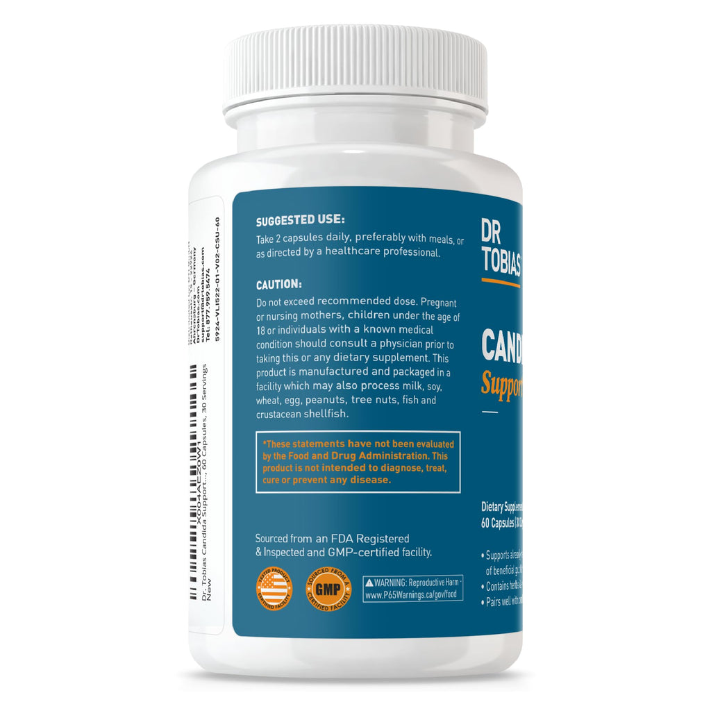 Dr. Tobias Candida Support, Gut Flora Balance Complex with Oregano, Caprylic Acid, Enzymes & Probiotics, Support Intestinal Detox Cleanse & Gut Healt - FENGGESTORE20