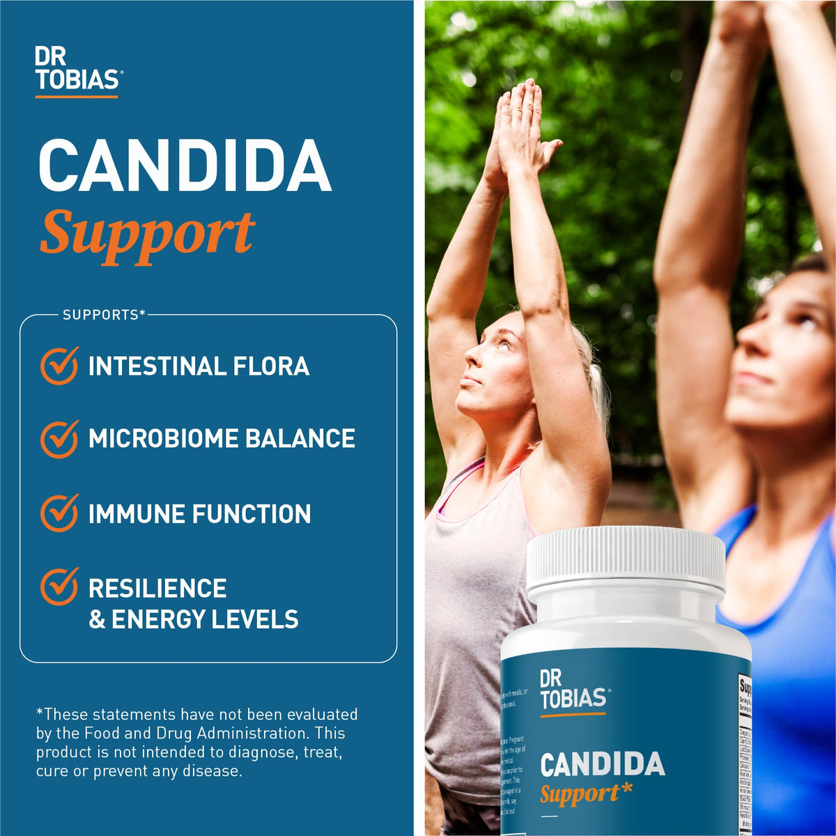 Dr. Tobias Candida Support, Gut Flora Balance Complex with Oregano, Caprylic Acid, Enzymes & Probiotics, Support Intestinal Detox Cleanse & Gut Healt - FENGGESTORE20