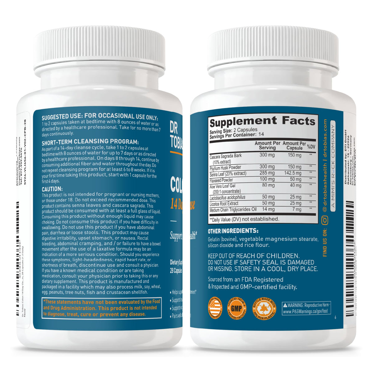 Dr. Tobias Colon Cleanse - Constipation Relief & Gut Health Support for Women & Men | 14 Day Colon Cleanser for a Gentle Colon Detox - FENGGESTORE20
