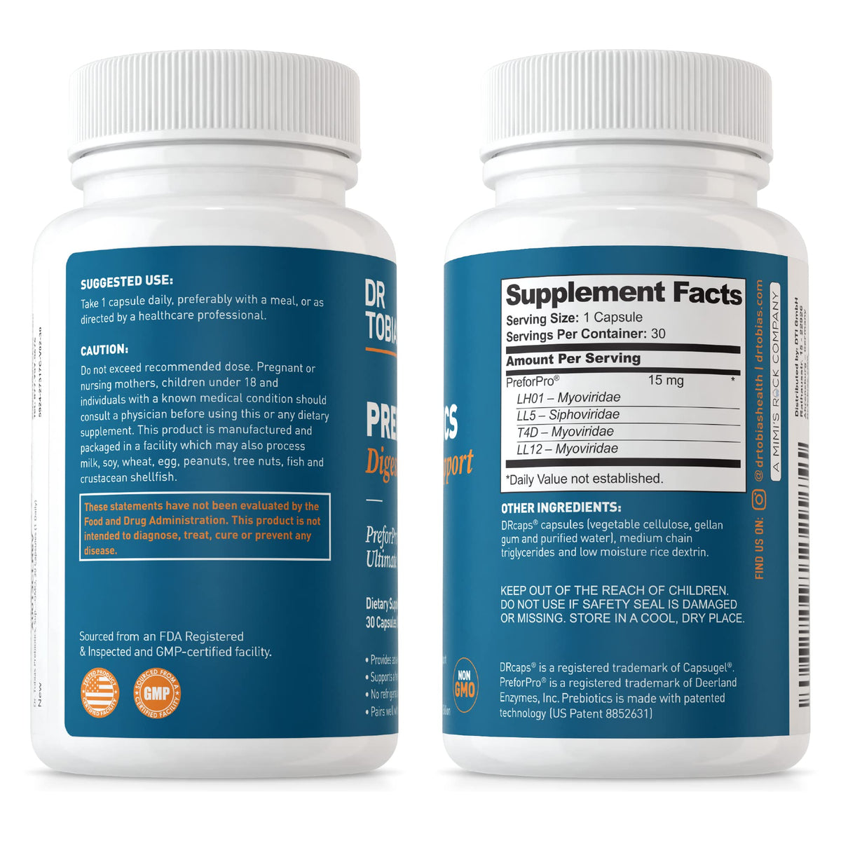 Dr. Tobias Prebiotics, Supports Digestion & Gut Health, Feed Good Probiotic Bacteria, Boost Gut Immune Function, Vegan & Non-GMO Gut Health Supplements for Men and Women - FENGGESTORE20