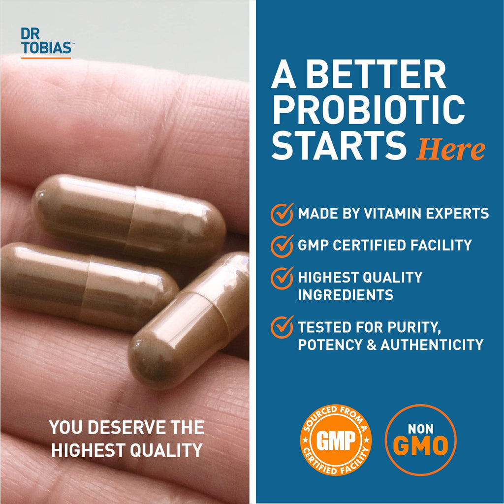 Dr. Tobias Probiotics 30 Billion, 10 Strains, 30 Billion CFU's, Targeted Release Probiotics for Women & Men, Supports Digestive Health, Shelf-Stable, - FENGGESTORE20