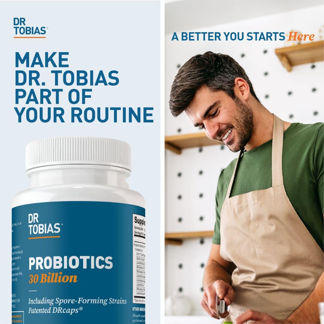 Dr. Tobias Probiotics 30 Billion, 10 Strains, 30 Billion CFU's, Targeted Release Probiotics for Women & Men, Supports Digestive Health, Shelf-Stable, - FENGGESTORE20