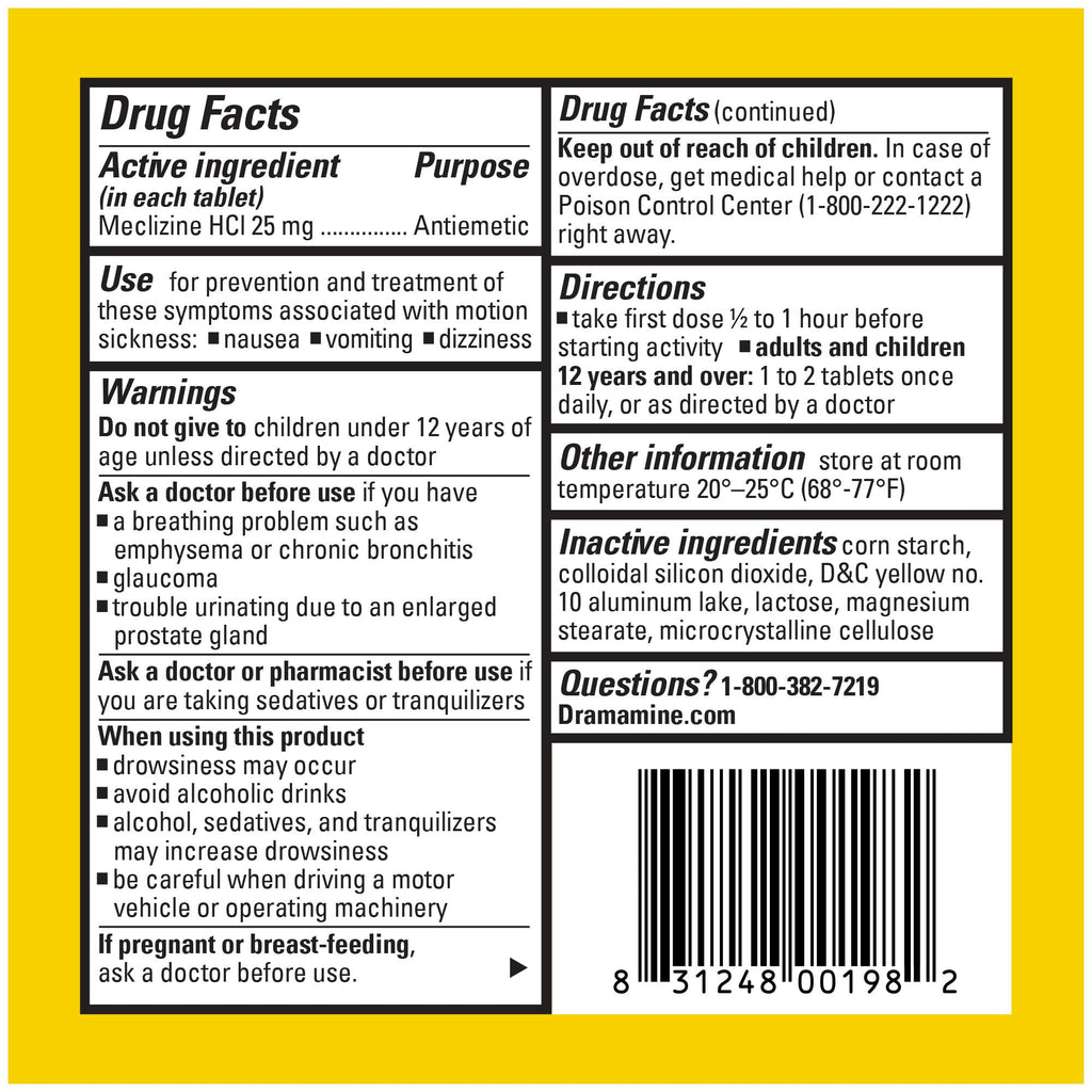Dramamine Motion Sickness Less Drowsy, Travel Vial, Multicolor, 8 Count - FENGGESTORE20