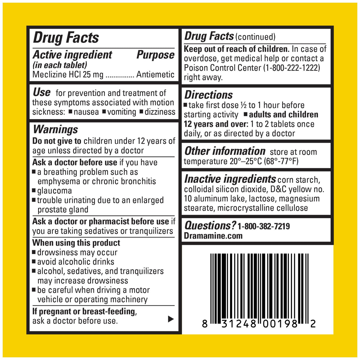Dramamine Motion Sickness Less Drowsy, Travel Vial, Multicolor, 8 Count - FENGGESTORE20