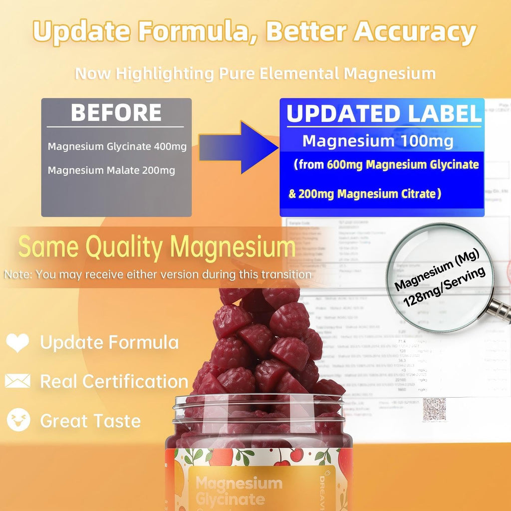 DREAVIO 90 Count Magnesium Glycinate Gummies w/Ashwagandha Supplement - Sugar Free Zinc Magnesium Glycinate - FENGGESTORE20